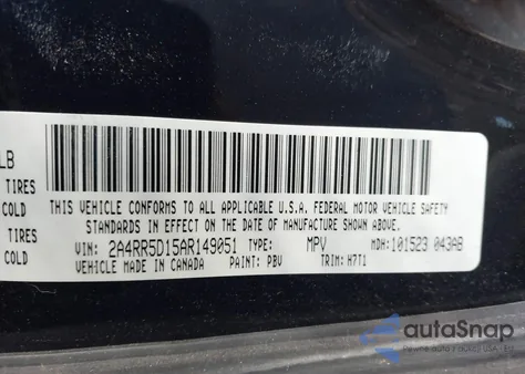 2010 Chrysler Town & Country Touring from USA, damaged, VIN 2A4RR5D15AR149051